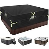 Square Hot Tub Cover 85x85x20 Inch,600D Heavy Duty Waterproof Spa Cover Protector, All-Weather Replacement with Reinforced Windproof Straps,Fits for 84"x84",83"x83",82"x82",7'x7' Spa Hot Tub