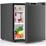 Electactic 1.6 Cu.ft Mini Fridge with Freezer, Compact Single Reversible Door Refrigerator, Adjustable Thermostat, Ultra Quiet, Energy Efficient for Office, Dorm, Bedroom, Apartment -Black