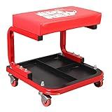 Torin TR6300 Red Rolling Creeper Garage/Shop Seat: Padded Mechanic Stool with Tool Tray Large