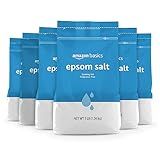 Amazon Basics Epsom Salt Soak, Fragrance Free, Magnesium Sulfate USP for Relaxation and Soothing Foot Soaking, 3 Pound Resealable Bags, 6-Pack