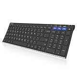 Arteck HB193 Universal Bluetooth Keyboard Multi-Device Stainless Steel Full Size Wireless Keyboard for Windows, iOS, Android, Computer Desktop Laptop Surface Tablet Smartphone Rechargeable Battery