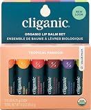 Cliganic Organic Lip Balm Set, 6 Flavors, 100% Natural for Dry Cracked Lips