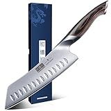 HOSHANHO 7 Inch Japanese Chef Knife, Ultra Sharp High Carbon Stainless Steel Kitchen Knife, Professional Santoku Knives with Ergonomic Pakkawood Handle