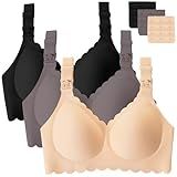 Gailife 3 Pack Nursing Bras for Breastfeeding Seamless Wireless Maternity Bras for Pregnancy Soft Sleep Breastfeeding Bra-BKBGGR,M