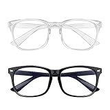 Yekepal Blue Light Blocking Glasses, 2 Pack Blue Light Glasses Men, Blue Light Glasses For Women Computer Gaming TV Phones Eyeglasses Clear Lens Bluelight Glasses Anti Eyestrain UV Glare Black+Clear