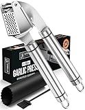 ORBLUE Garlic Press Stainless Steel - Premium Professional Grade Garlic Mincer, Crusher & Peeler Set - Easy Clean, Dishwasher Safe & Rust-proof