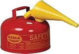 Eagle 2 Gallon Type I Red Safety Gas Can for Gasoline with Flame Arrester, Self-Closing Lid, and F-15 Funnel, Made in the USA, Galvanized Steel Flammable Storage Can, UI20FS