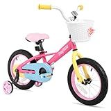 JOYSTAR 14 Inch Girls Bike for 3-5 Years Old 14" Toddler Rainbow Bicycle with Training Wheels and Coaster Brake Kids' Bikes 85% Assembled Pink
