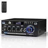 Stereo Audio Amplifier AK45 Bluetooth Receiver for Home Stereo, 400W 2 Channel Wireless Bluetooth 5.0 Power Amplifier System with FM Radio, USB, SD Card, and Remote Control