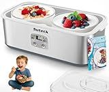 Suteck Yogurt Maker - Stainless Steel Yogurt Makers with Adjustable Time & Temp Control，Automatic Shut-Off & Constant Temper for Homemade Greek, Probiotic Yogurt, BPA-Free 2 Yogurt Bowls (2 Quart)