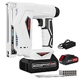 Nail Gun Cordless with Battery, HHDQYMSG 2 in 1 Cordless Brad Nailer Stapler for Upholstery Wood & Family DIY, Electric Nail Gun with 1000pcs Nails and 1000pcs Staples