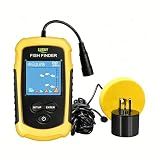 LUCKY Kayak Portable Fish Depth Finder Water Handheld Fish Finder Sonar Castable Kayak Boat Fishfinder Transducer Fishing LCD Display FFC1108