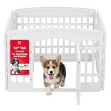 IRIS USA 4-Panel Dog Playpen, Pet Enclosure, White