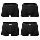 wirarpa Men's Black Breathable Micro Modal Trunk Underwear Soft Covered Waistband Microfiber Underpants Short Leg 4 Pack Large