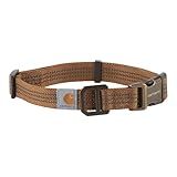 Carhartt Fully Adjustable Nylon Webbing Collars for Dogs, Reflective Stitching for Visibility, Carhartt Brown (Nylon Webbing), Medium