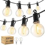 Brightown Outdoor String Lights - Waterproof Globe Patio Lights 30 Ft with 30 G40 Shatterproof LED Bulbs, Connectable Commercial Hanging Light for Backyard, Bistro, Porch, Cafe, Deck, Garden
