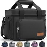 HOTOR Lunch Box for Men and Women - Leak-Proof Insulated Lunch Cooler Bag with Adjustable Strap, Multiple Pockets for Office, Picnic, Hiking, Beach, 1 Layer, 8.5L, Black, 11.0" x 7.1" x 8.3"