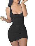 GOBLES Women's Casual Sleeveless Mini Bodycon Tank Club Dress Black
