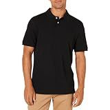 Amazon Essentials Men's Slim-Fit Short-Sleeve Cotton Pique Polo Shirt, Black, Medium
