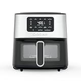 Cuisinart Air Fryer, 6-Quart Basket Large Fryer with 5 Cooking Functions to Roast, Bake, Broil, Air Fry and Keep Warm, 5 Airfryer Presets, Dishwasher-Safe Parts, AIR-200, Stainless Steel & Black