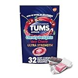 TUMS Chewy Delights Ultra Strength Antacid Soft Chews for Chewable Heartburn Relief and Acid Indigestion Relief, Very Cherry - 32 Count