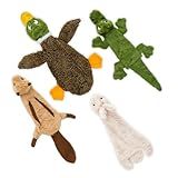 Best Pet Supplies Squeaky Dog Toys with Soft Durable Fabric for Small, Medium and Large Pets Interactive Toy for Indoor Play, Supports Active Biting and Play - 4 Figures, Small