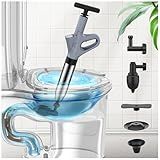 Mieaoll Toilet Plunger, High Pressure Toilet Plunger,Toilet Auger Air Drain Blaster with Real-Time, Heavy Duty Plunger for Bathroom and Plumbing Clogs (Grey)