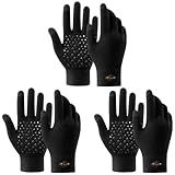 FSKP 3 Pairs Winter Gloves for Men Women Warm Knit Gloves Touch Screen Anti-Slip Gloves with Thermal Soft Knit Lining