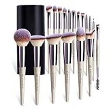 BS-MALL Makeup Brush Set 18 Pcs Professional Foundation Powder Concealers Eyeshadow Blush Synthetic Makeup Brushes with Labeled instruction Black Case Upgraded Version