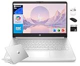 HP 14” Flagship Laptop 2025 AI-Powered Computer, Office Lifetime, Student Business, 4-Core Intel CPU, 16GB RAM 628GB Storage (128GB UFS+ 500GB Ext), Long Battery HubxcelAccessory Win 11 Pro Silver
