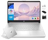 HP 14” Flagship Laptop 2025 AI-Powered Computer, Office Lifetime, Student Business, 4-Core Intel CPU, 16GB RAM 628GB Storage (128GB UFS+ 500GB Ext), Long Battery HubxcelAccessory Win 11 Pro Silver