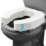 Lunderg Padded Toilet Seat Riser for Seniors - Adds 3 inches. Universal Fit - FIRM Raised Toilet Seat Cushion with High-Density Foam for Enhanced Comfort & Elevation. Post-Surgery Must have (White)