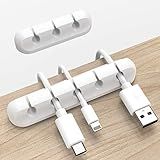 INCHOR White Cable Clips, Cord Organizer Cable Management, Cable Organizers USB Cable Holder Wire Organizer Cord Clips, 2 Packs Cable Straps for Desk Car Home and Office (5, 3 Slots)