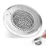 TRAPMATE Shower Drain Hair Catcher, 4.4" Easy Clean Bathtub Drain Hair Catcher, Anti-Slip Bath Tub Drain Protector, Upgraded 304 Stainless Steel Shower Sink Drain Cover for Bathroom (Patented Product)