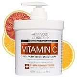 Advanced Clinicals Vitamin C Cream Visibly Brightening Body Lotion | Vitamin C Moisturizer Skin Care Body Cream For Women & Men Helps Visibly Improve Look Of Dark Spots & Uneven Skin Tone, 16 Ounce