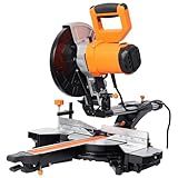 10in Single Bevel Double Speed Sliding Miter Saw,48T Blade,2-Speed 5000/3200 RPM,3.5x13in Cutting Capacity,ETL certificate (Black+Orange)
