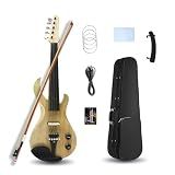 4/5/6 Strings Electric Violin Full Size 4/4, New Silent Electric Violin, Varnished Wood Color Electric Fiddle With Ebony Fittings, Beginner Kit For Adults Teens For Gifts (5 strings)
