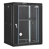 VEVOR 15U Wall Mount Network Server Cabinet, 18'' Deep, Server Rack Cabinet Enclosure, 500 lbs Max. Ground-Mounted Load Capacity, with Locking Glass Door Side Panels, for IT Equipment, A/V Devices