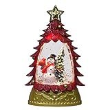 MerryPulse Christmas Snow Globe, Glitter Lighted Mini Christmas Tree Tabletop Decorations-Snowman