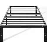 OLIXIS Twin Metal Platform Bed Frame - 14in High Heavy Duty Mattress Foundation with Storage Space, No Box Spring Needed, Sturdy Steel Slat Support, Easy Assembly, Black