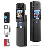 SJCAM C300 Pocket Travel Action Camera 4K,7Hour Power,154° Wide FOV Video Recording,6-Axis Stabilization,Dual-Touch Screen Body Camera,30M Waterproof,Vlogging and Youtube Live Streaming,Black 64G card