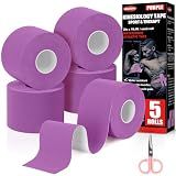 5 Rolls Purple Kinesiology Tape, 2 inch x 16.4 Feet Kinetic Tape