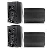 Herdio 6.5 inch 800W Outdoor Bluetooth Speakers Waterproof Wall Mounted Sound System with Multifunctional Amplifier, Powerful Bass & Stereo Sound, Easy to Install, for Patio Deck Porch (2 Pairs Black)