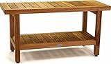 AquaTeak The Original 36" Spa Teak Shower Bench - Shower Stool with Storage Shelf for Bathroom - Durable Water Resistant Shower Chair - Shaving Foot Rest - Indoor & Outdoor Use
