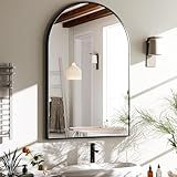 HARRITPURE 20"x30" Arched Bathroom Mirror - Wall Mounted Mirror - Black Arch Mirror - Aluminum Alloy Frame Bathroom Mirror Living Room, Bedroom and Entryway