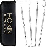 Dental Tools HOKIN Plaque Remover Teeth Cleaning Tool 4 Pcs Dental Care Kit Tooth Filling Repair Set Stainless Steel Dental Tools for Men Women Kids and Pet Care
