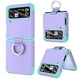 BENTOBEN for Samsung Galaxy Z Flip 3 Case 5G Case, Heavy Duty 2 in 1 Full Body Rugged Shockproof Protection Cover with Ring Women Men Covers for Galaxy Z Flip 3 6.7”, Purple/Mint
