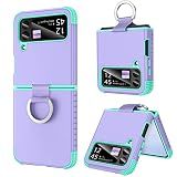 BENTOBEN for Samsung Galaxy Z Flip 4 Case, Z Flip 4 5G Case, Heavy Duty 2 in 1 Full Body Rugged Shockproof Protection Cover with Ring Girls Women Boy Men Covers, Purple/Mint