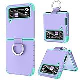 BENTOBEN for Samsung Galaxy Z Flip 4 Case, Z Flip 4 5G Case, Heavy Duty 2 in 1 Full Body Rugged Shockproof Protection Cover with Ring Girls Women Boy Men Covers, Purple/Mint