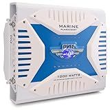 2.1 Bluetooth Marine Amplifier Receiver - Waterproof 4 Channel Wireless Bridgeable Audio Amp for Stereo Speaker with 1000 Watt Power Dual MOSFET Supply, GAIN Level and LED Indicator - Pyle PLMRA430BT